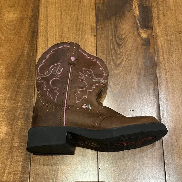 Justin Boots - Women Brown and Pink Western - Size 7B (Fits like a women’s 7) - Picture 2 of 7